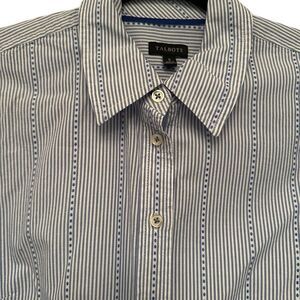 Talbots button up blouse- blue striped- size s